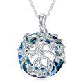 wholesale 925 Sterling Silver Blue Crystal Tree of Life Pendant Necklace-0-0