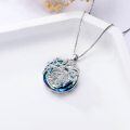 wholesale 925 Sterling Silver Blue Crystal Tree of Life Pendant Necklace-0-4