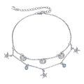 wholesale 925 Sterling Silver Starfish Shell Charm Beaded Chain Anklet Jewelry for Women-0-0