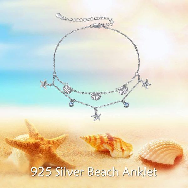 Sterling Silver Beach Sea Anklet Bracelet-1