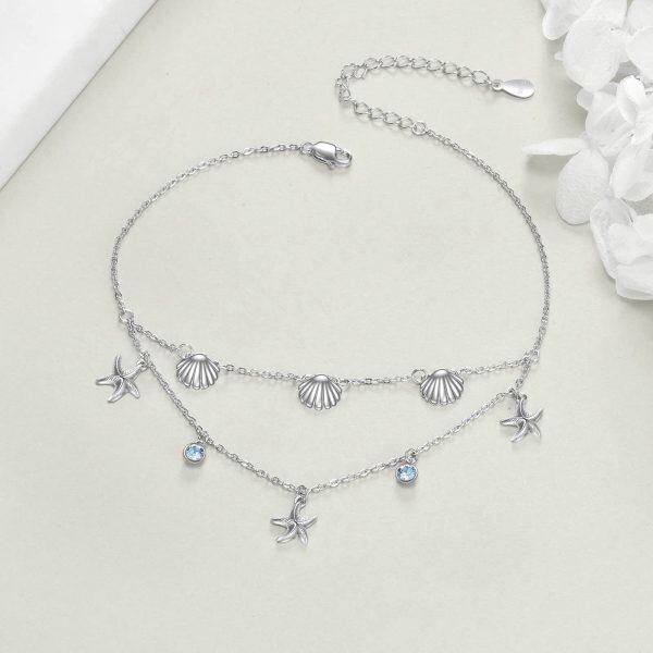 Sterling Silver Beach Sea Anklet Bracelet-3