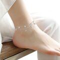 wholesale 925 Sterling Silver Starfish Shell Charm Beaded Chain Anklet Jewelry for Women-0-4