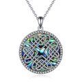 wholesale 925 Sterling Silver Round Celtic Knot Abalone Shell Pendant Necklace for Women-0-0