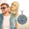 wholesale 925 Sterling Silver Round Celtic Knot Abalone Shell Pendant Necklace for Women-0-2