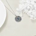 wholesale 925 Sterling Silver Round Celtic Knot Abalone Shell Pendant Necklace for Women-0-4