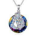 wholesale 925 Sterling Silver Rainbow Crystal Peacock Pendant Necklace for Women-0-0