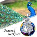 wholesale 925 Sterling Silver Rainbow Crystal Peacock Pendant Necklace for Women-0-4
