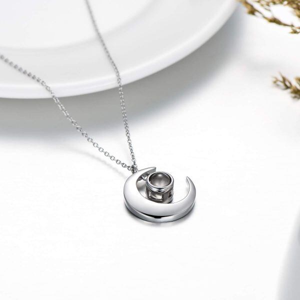 Sterling Silver Moon Necklace-3