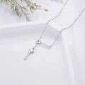 wholesale 925 Sterling Silver Heart-Shaped Key Pendant Lariat Necklace for Women-0-1