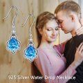 wholesale 925 Sterling Silver Blue Crystal Teardrop Dangle Earrings for Women-0-1