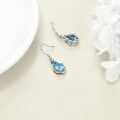 wholesale 925 Sterling Silver Blue Crystal Teardrop Dangle Earrings for Women-0-4