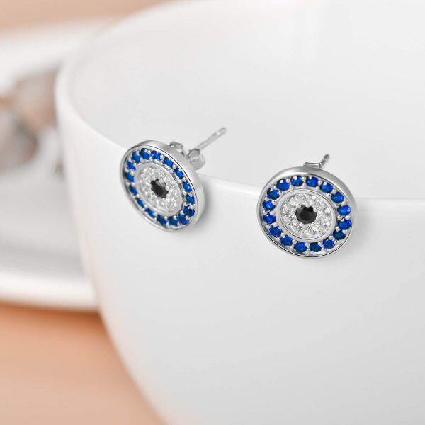 Sterling Silver Evil Eye Earrings-1