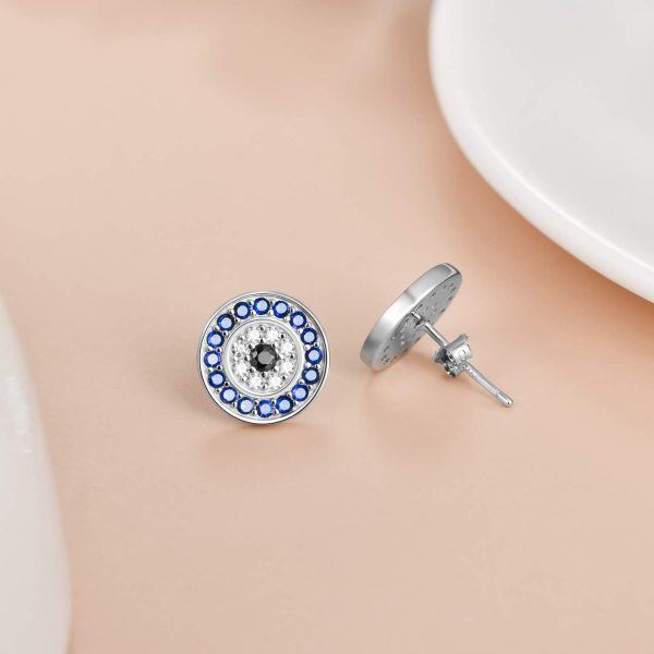 Sterling Silver Evil Eye Earrings-2