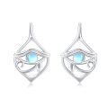 wholesale 925 Sterling Silver Moonstone Eye of Horus Huggie Earrings for Women-0-0