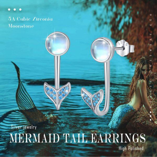 Sterling Silver Mermaid Tail Earrings-1