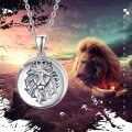 wholesale 925 Sterling Silver Round Crowned Lion Head Photo Locket Pendant Necklace for Women-0-1