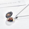 wholesale 925 Sterling Silver Round Crowned Lion Head Photo Locket Pendant Necklace for Women-0-2