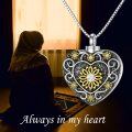 wholesale 925 Sterling Silver Sunflower Heart Urn Pendant with Cubic Zirconias and Gold Accents-0-3