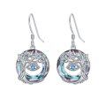 wholesale 925 Sterling Silver Tree of Life Evil Eye Dangle Earrings with Crystals for Women-0-0
