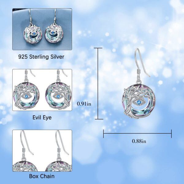 Sterling Silver Evil Eye Earrings-3