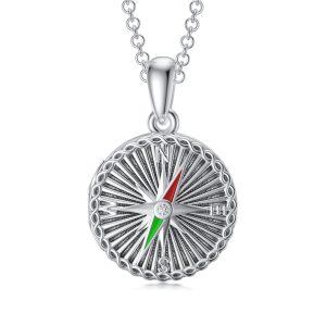 Sterling Silver Compass Necklace-0