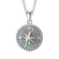 wholesale 925 Sterling Silver Compass Design Round Nautical Photo Locket Pendant with Chain - Holds 2 Photos-0-0