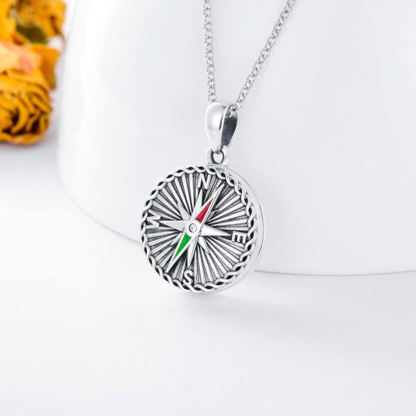 Sterling Silver Compass Necklace-1