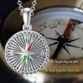 wholesale 925 Sterling Silver Compass Design Round Nautical Photo Locket Pendant with Chain - Holds 2 Photos-0-4