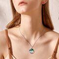 wholesale 925 Sterling Silver Round Abalone Shell Mountain Scene Pendant Necklace for Women-0-2