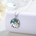 wholesale 925 Sterling Silver Round Abalone Shell Mountain Scene Pendant Necklace for Women-0-3