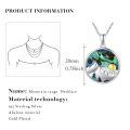 wholesale 925 Sterling Silver Round Abalone Shell Mountain Scene Pendant Necklace for Women-0-5
