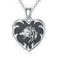 wholesale 925 Sterling Silver Heart Shaped Wolf Photo Holder Pendant Necklaces Gifts for Dad and Son on Father's Day Birthdays-0-0