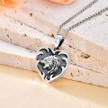 wholesale 925 Sterling Silver Heart Shaped Wolf Photo Holder Pendant Necklaces Gifts for Dad and Son on Father's Day Birthdays-0-1