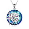 wholesale 925 Sterling Silver Round Dancing Girls with Colorful Crystals Pendant Necklace for Women-0-0