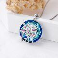 wholesale 925 Sterling Silver Round Dancing Girls with Colorful Crystals Pendant Necklace for Women-0-5