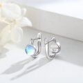 wholesale 925 Sterling Silver Round Blue Opal Stone Huggie Hoop Earrings for Women-0-3