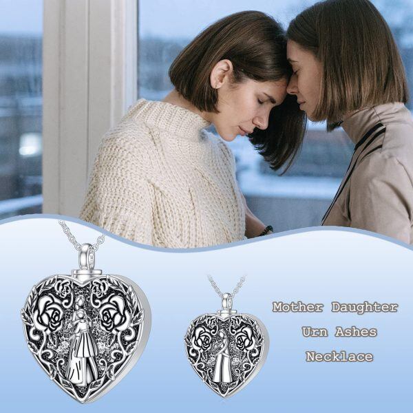 Sterling Silver Mother And Daughter Necklace-1