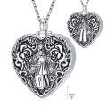 wholesale 925 Sterling Silver Heart-Shaped Mother and Daughter Cremation Jewelry Urn Pendant Necklace with Funnel Set-0-3