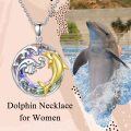 wholesale 925 Sterling Silver Dolphins Rainbow Crystal Pendant Necklace for Women-0-5