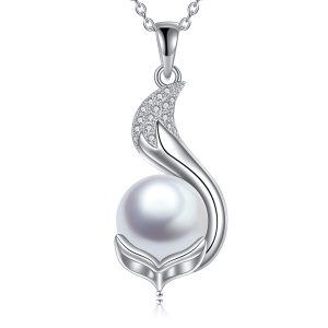 Sterling Silver Fox Pearl Necklace-0