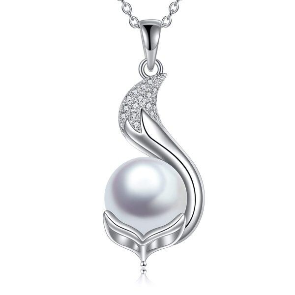 Sterling Silver Fox Pearl Necklace-0