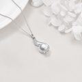 wholesale 925 Sterling Silver Moon & Leaf Design with White Pearl Pendant Necklace for Women-0-1