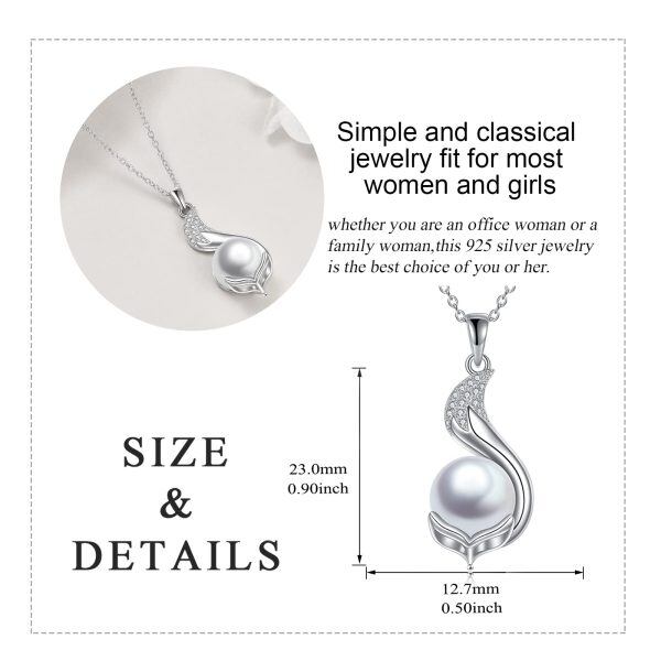 Sterling Silver Fox Pearl Necklace-5