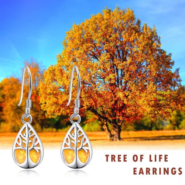 Sterling Sliver Tree Of Life Earrings-5