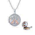 wholesale 925 Sterling Silver Tree of Life Mother & Child Elephants Photo Locket Pendant Necklace for Women-0-0