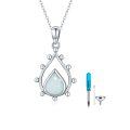 wholesale 925 Sterling Silver Opal Tear Drop Cremation Jewelry Urn Pendant Necklace for Ashes - Women's Keepsake Memorial Chain-0-0