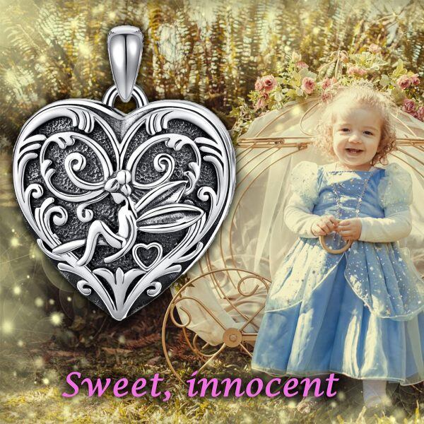 Sterling Silver Heart Fairy Necklace-5