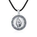 wholesale 925 Sterling Silver Round Retro Howling Wolf Head Pendant Necklaces for Men-0-0