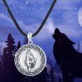 wholesale 925 Sterling Silver Round Retro Howling Wolf Head Pendant Necklaces for Men-0-1