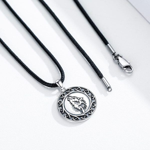 Sterling Silver Wolf Necklace-3